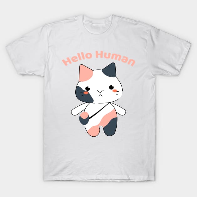 Cute chubby cat - hello human T-Shirt by zaiynabhw